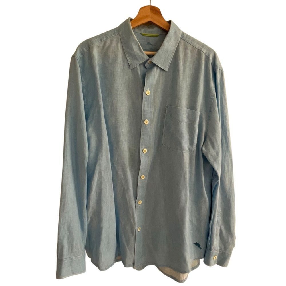 Tommy Bahama Mens Relax Linen Shirt Size L Button Up Quiet Luxury Beach Resort